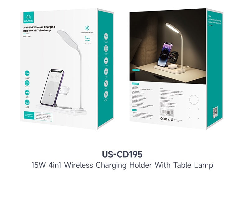 4in1 Wireless Fast Charging Station with Table Lamp