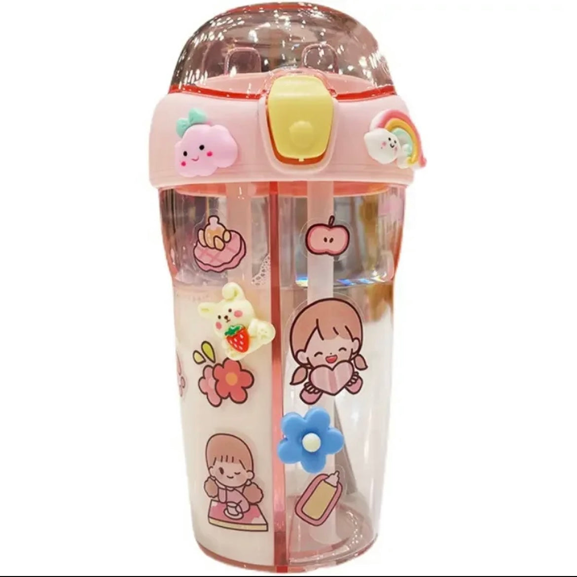 Dual-Compartment Straw Cup: Drinking  Bottle (430ml)