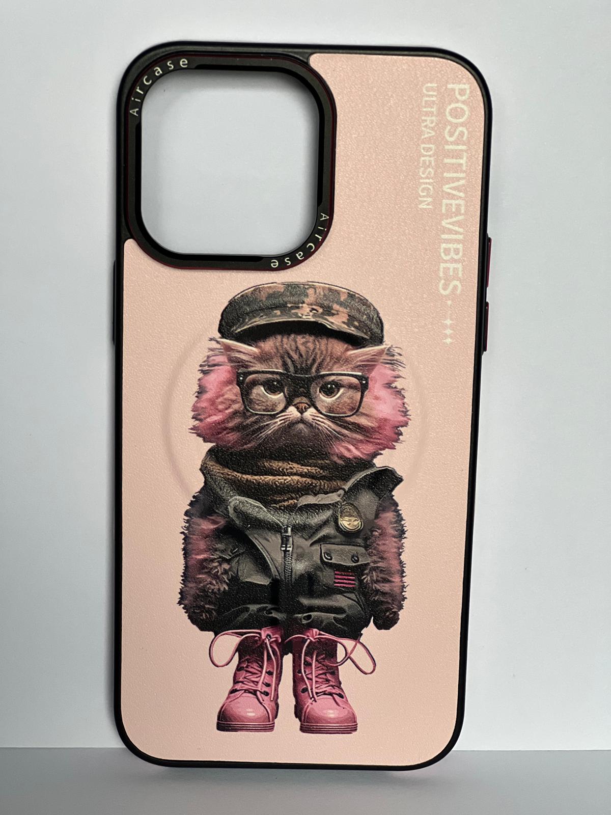 Magnetic Wireless Case, iPhone 14 Pro Max – Pink Cat